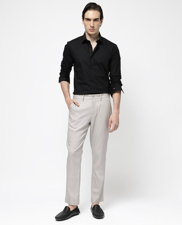 Rare Rabbit Men's Glade-1 Beige Solid Mid-Rise Regular Fit Trousers