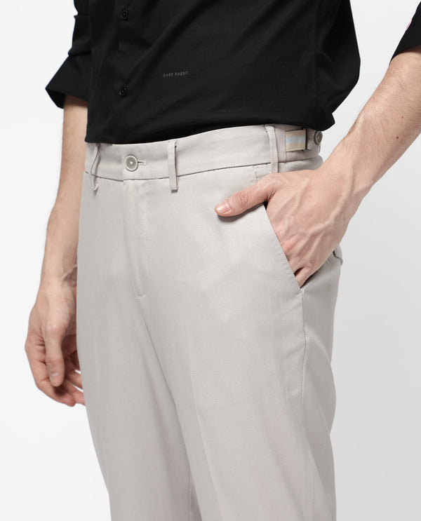 Rare Rabbit Men's Glade-1 Beige Solid Mid-Rise Regular Fit Trousers