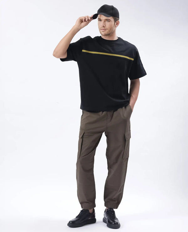 Rare Rabbit Men's Korb Olive Cotton Blend Fabric Plain Trouser
