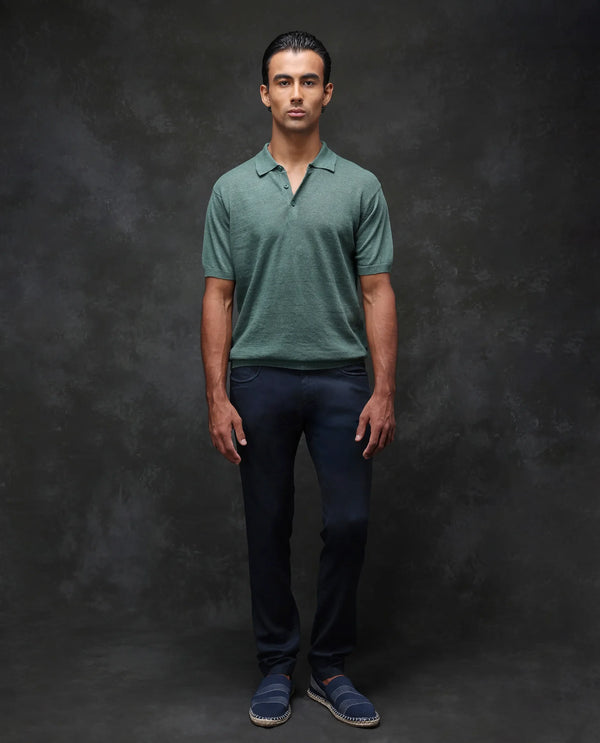 Rare Rabbit Mens Expore Navy Cotton Linen Fabric Regular Fit Solid Trouser