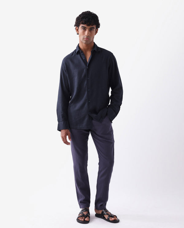 Rare Rabbit Men's Pastor-2 Dusky Purple Solid Mid-Rise With Drawstring And Elastic Waistband Regular Fit Trousers