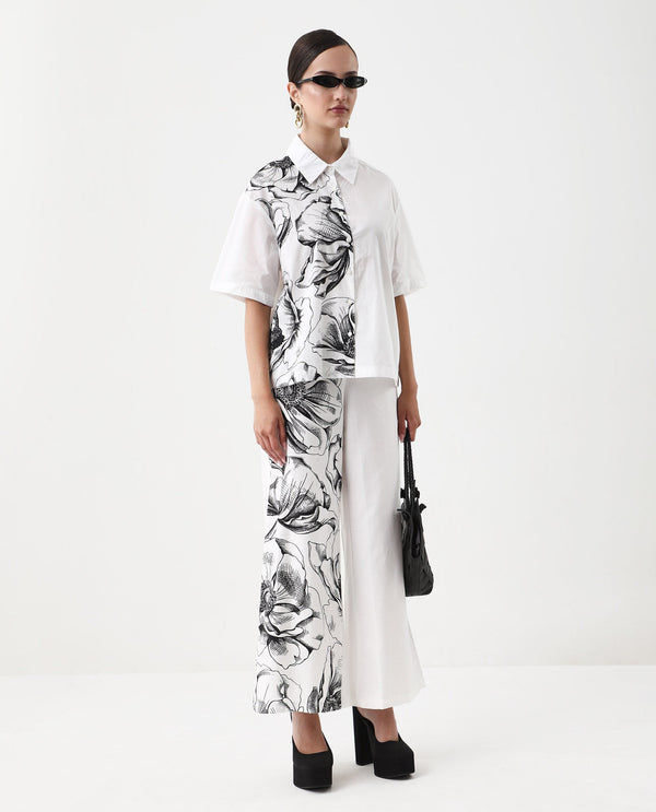 Rareism Women Byvul White Regular Sleeve Collared Neck Boxy Fit Floral Print Shirt