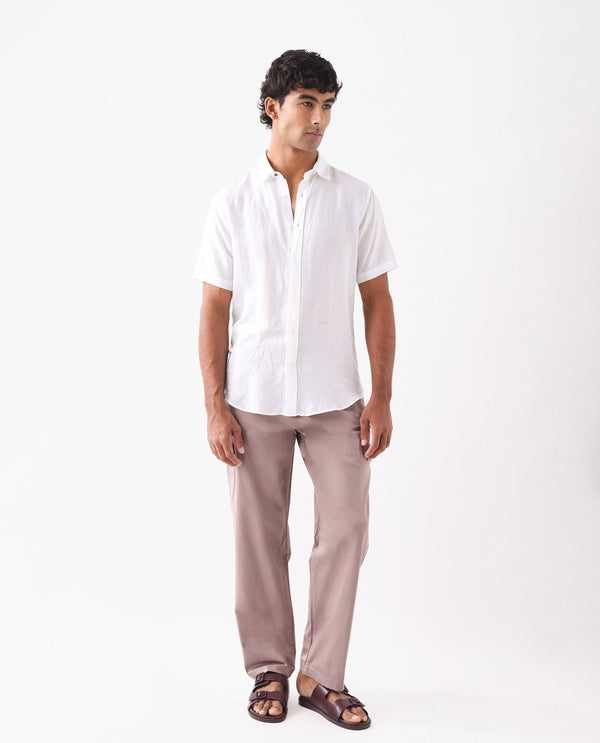 Rare Rabbit Men's Zipo Dusky Pink Cotton Fabric Mid Rise Regular Fit Solid Cargo Trouser