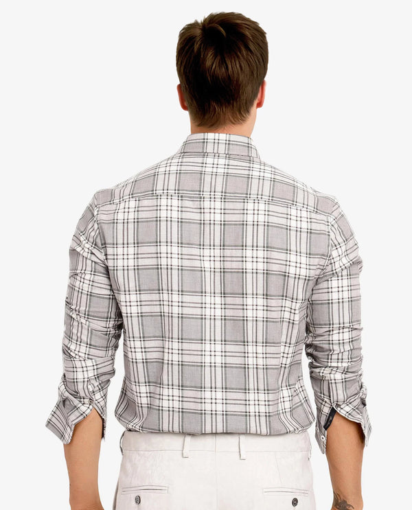 Rare Rabbit Men Iris Beige Full Sleeve Collared Button Closure Regular Fit Checks Shirt
