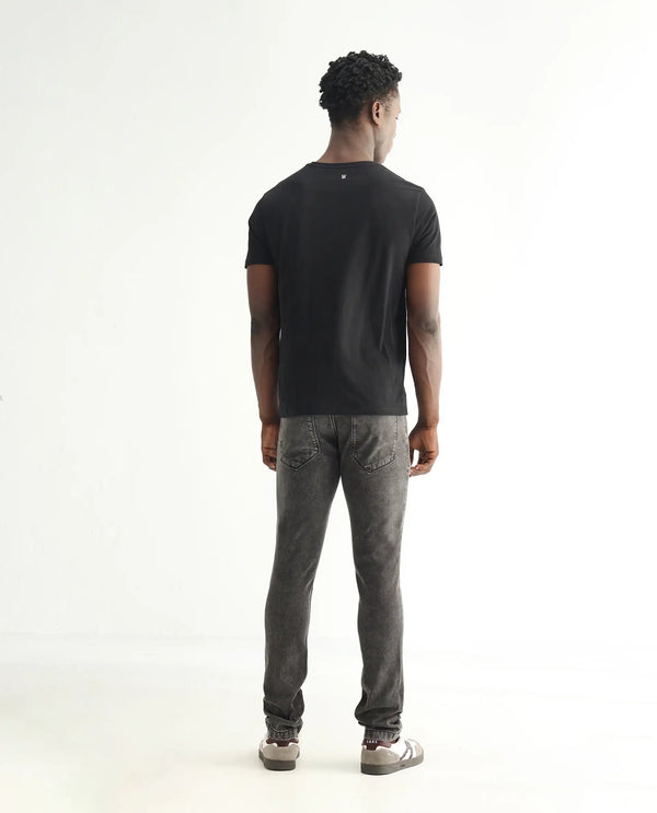Rare Rabbit Men's Jardin Black Mid Wash Mid-Rise Slim Fit Jeans