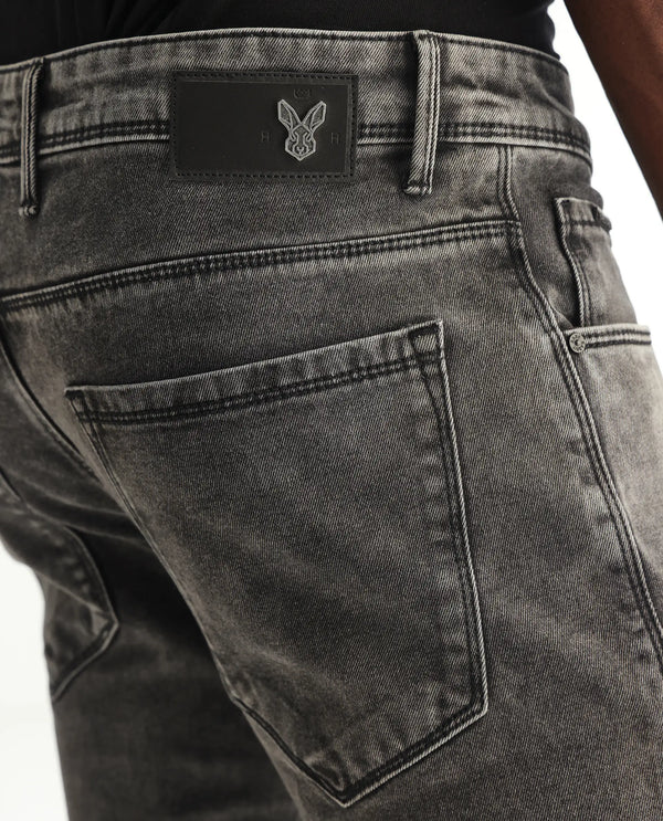 Rare Rabbit Men's Jardin Black Mid Wash Mid-Rise Slim Fit Jeans