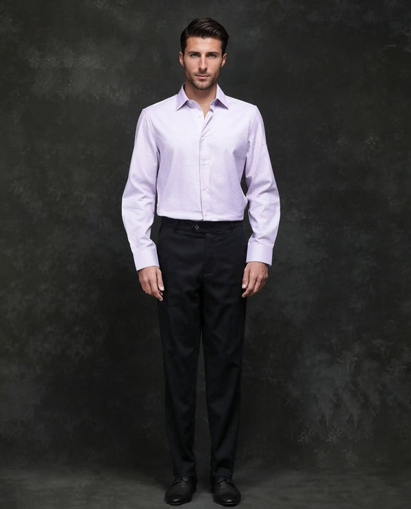 Rare Rabbit Men Jes Black Cotton Lycra Fabric Regular Fit Jacquard Trouser