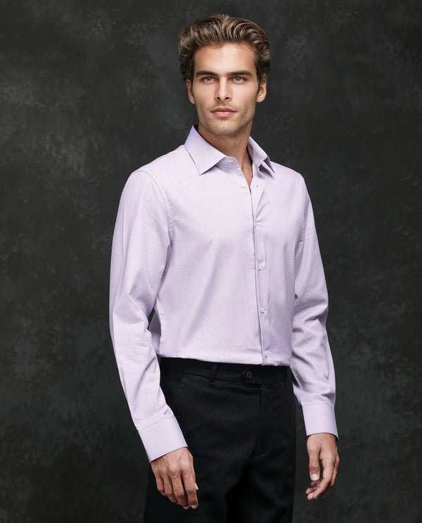 Rare Rabbit Men's Jnby Light Pink Cotton Fabric Full Sleeve Collared Neck Button Closure Plain Shirt