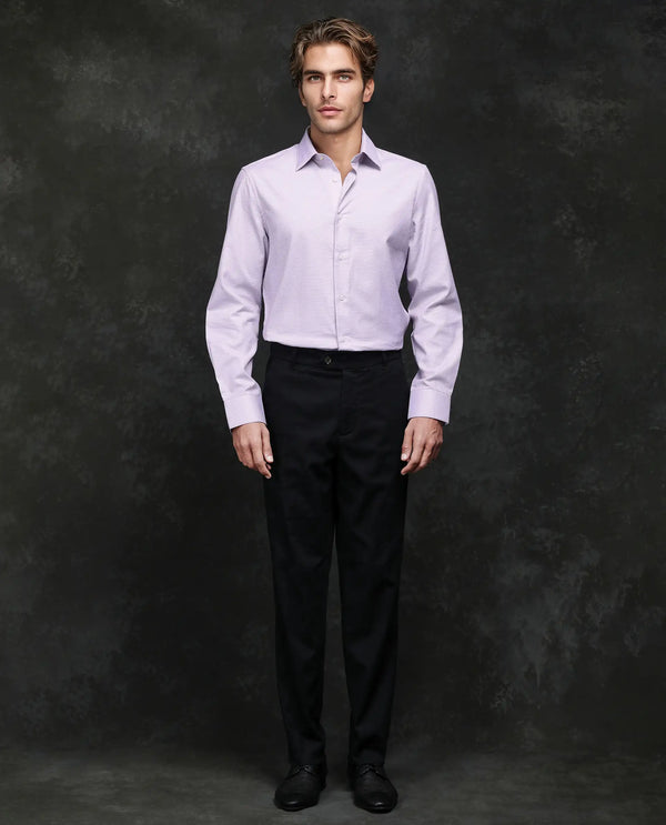 Rare Rabbit Men's Jnby Light Pink Cotton Fabric Full Sleeve Collared Neck Button Closure Plain Shirt