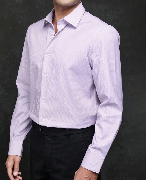 Rare Rabbit Men's Jnby Light Pink Cotton Fabric Full Sleeve Collared Neck Button Closure Plain Shirt