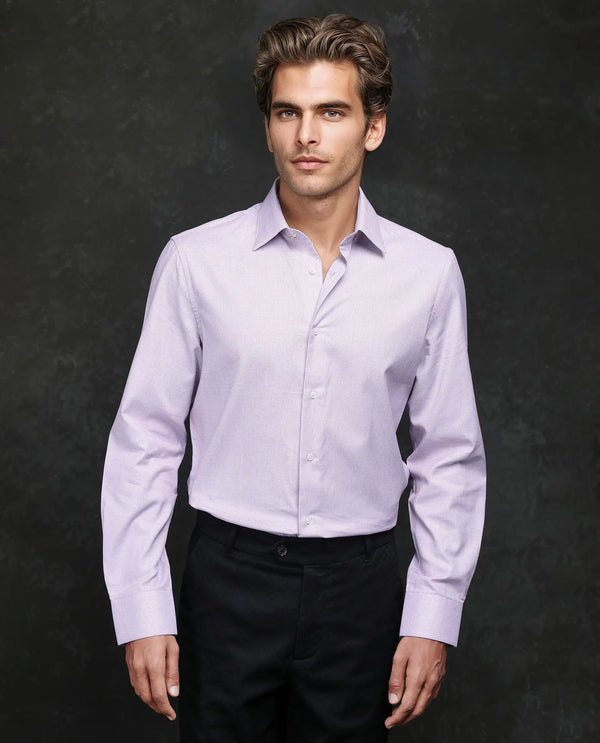 Rare Rabbit Men's Jnby Light Pink Cotton Fabric Full Sleeve Collared Neck Button Closure Plain Shirt