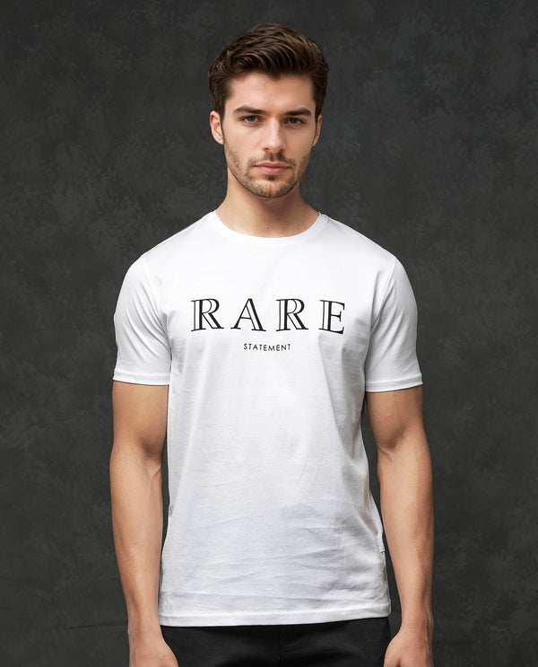 Rare Rabbit Mens Junot White Cotton Fabric Short Sleeve Graphic Print T-Shirt