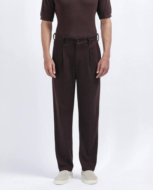 Rare Rabbit Men's Keloe Dark Brown Cotton Polyester Fabric Drawstring Closure Baggy Fit Plain Trouser
