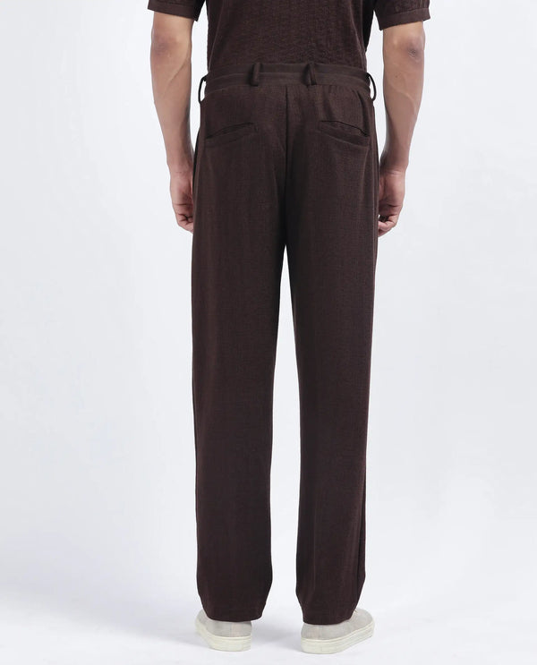 Rare Rabbit Men's Keloe Dark Brown Cotton Polyester Fabric Drawstring Closure Baggy Fit Plain Trouser