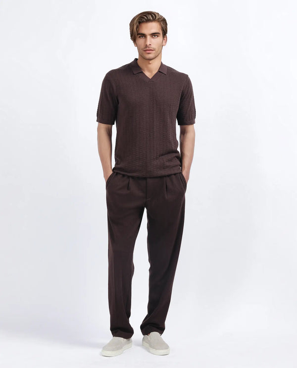 Rare Rabbit Men's Keloe Dark Brown Cotton Polyester Fabric Drawstring Closure Baggy Fit Plain Trouser