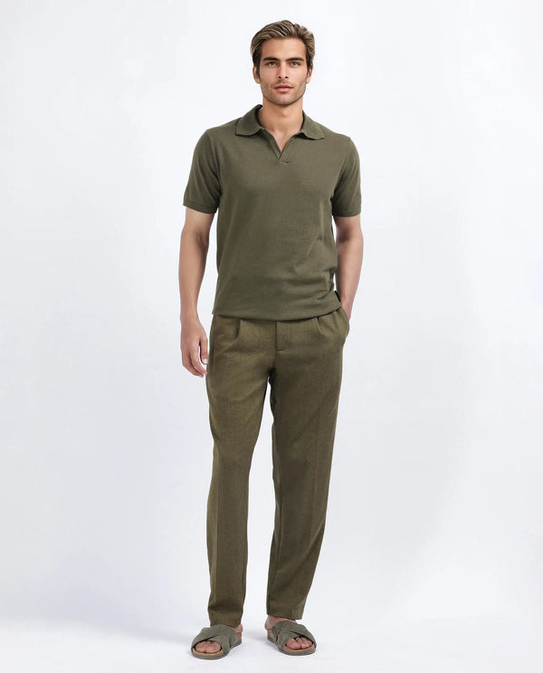 Rare Rabbit Men's Keloe Olive Cotton Polyester Fabric Drawstring Closure Baggy Fit Plain Trouser