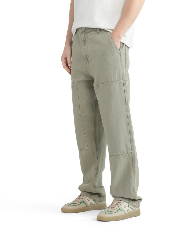 Rare Rabbit Men Klop Pastel Green Cotton Fabric Mid Rise Carpenter Fit Garment Dyed Plain Jeans