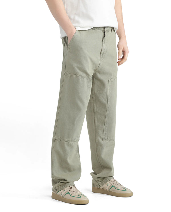 Rare Rabbit Men Klop Pastel Green Cotton Fabric Mid Rise Carpenter Fit Garment Dyed Plain Jeans
