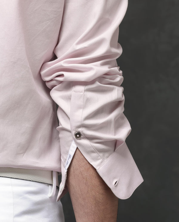 Rare Rabbit Mens Lasko Pastel Pink Dobby Texture Full Sleeve Regular Collar Solid Shirt