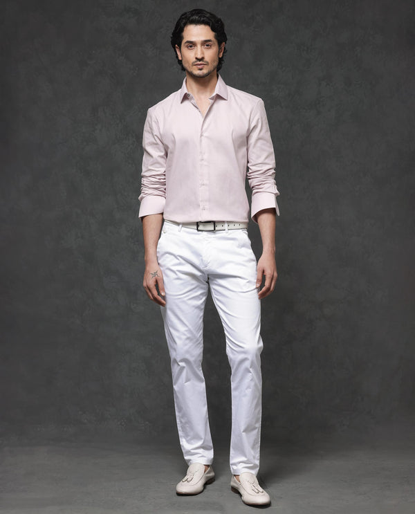 Rare Rabbit Mens Lasko Pastel Pink Dobby Texture Full Sleeve Regular Collar Solid Shirt