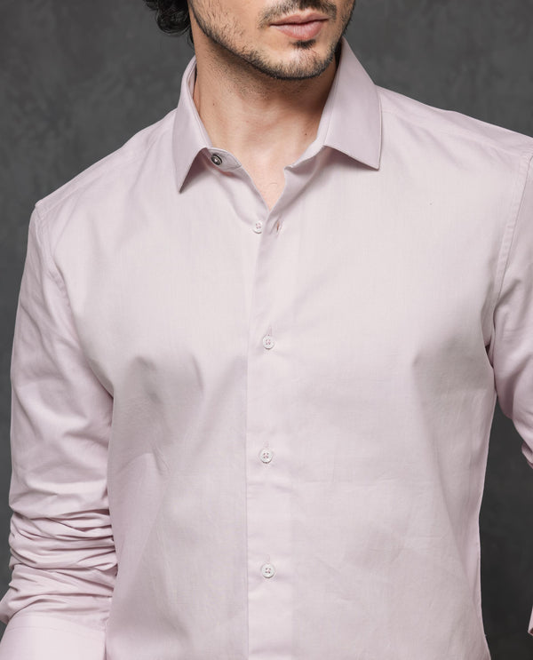 Rare Rabbit Mens Lasko Pastel Pink Dobby Texture Full Sleeve Regular Collar Solid Shirt