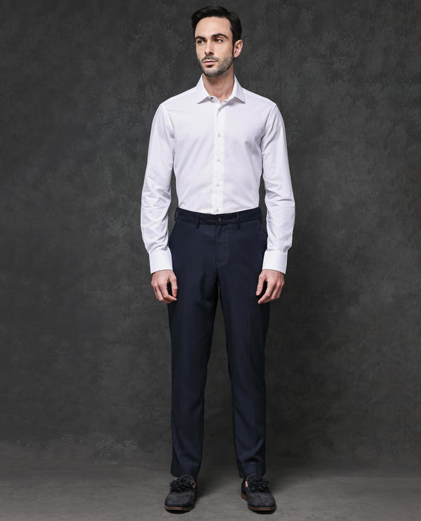Rare Rabbit Mens Lasko White Dobby Texture Full Sleeve Regular Collar Solid Shirt