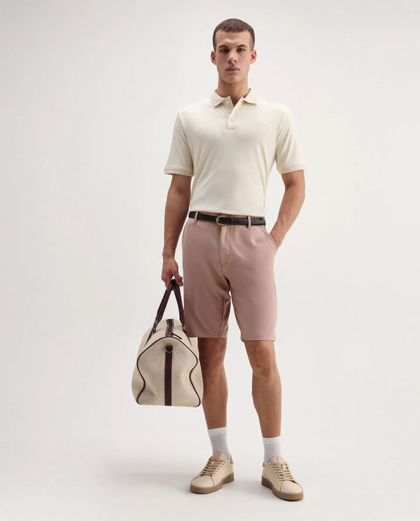 Rare Rabbit Men Laur Off White Cotton Fabric Short Sleeve Printed Collar HD Print Branded Plain Polo
