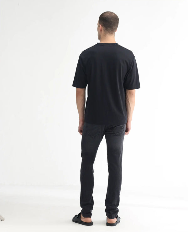 Rare Rabbit Men's Linea Black Dark Wash Mid-Rise Slim Fit Jeans
