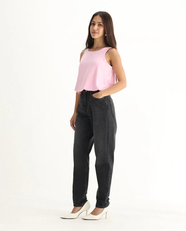 Rareism Women Loreto Grey Cotton Elastane Fabric Solid Regular Length Jeans