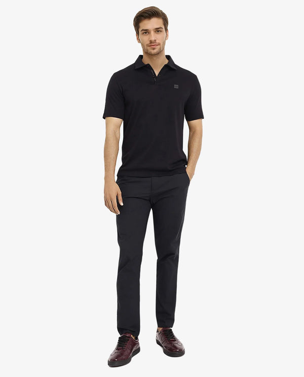 Rare Rabbit Men Lov Black Cotton Fabric Short Sleeve I love You Embroidered Regular Collar Plain Polo