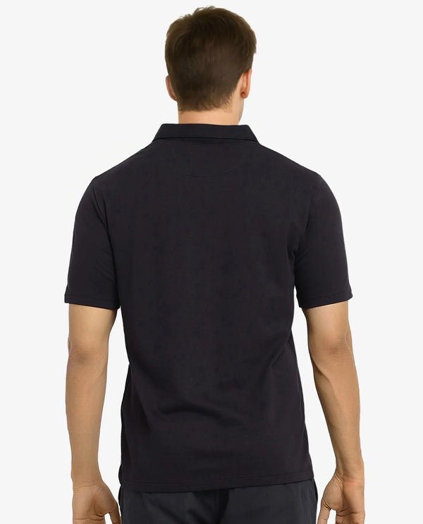 Rare Rabbit Men Lov Black Cotton Fabric Short Sleeve I love You Embroidered Regular Collar Plain Polo