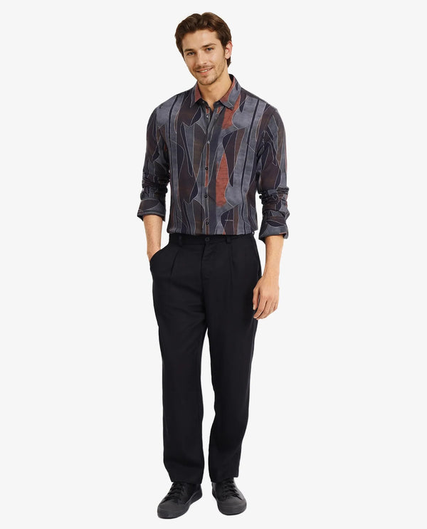 Rare Rabbit Men Lumo Ls Black Full Sleeve Regular Fit Abstract Print Shirt