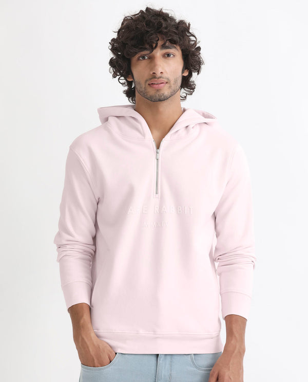 RARE RABBIT MEN'S LORALL PINK SWEATSHIRT FULL SLEEVES SOLID