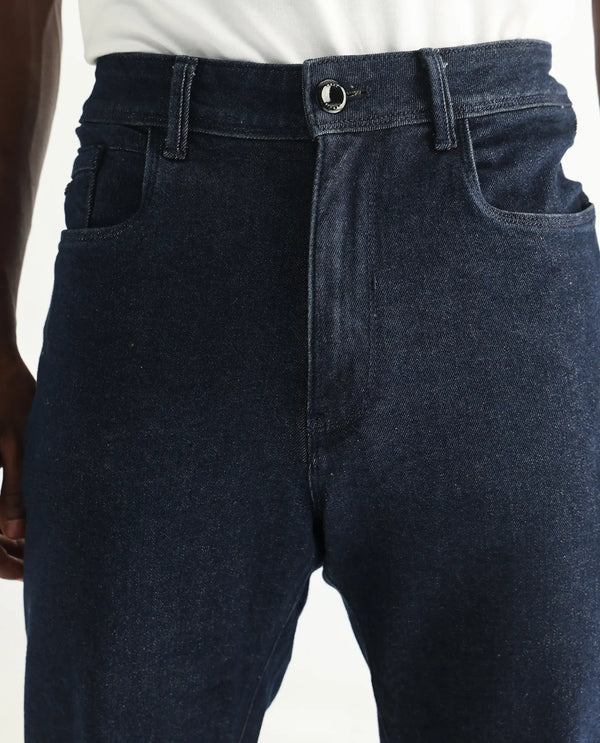 Rare Rabbit Men's Lyon Dark Navy Dark Wash Mid-Rise Regular Fit Jeans