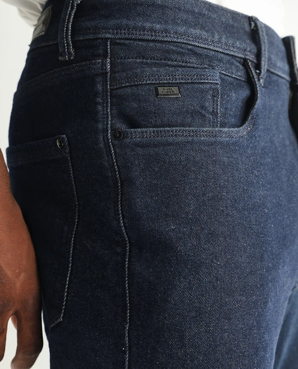 Rare Rabbit Men's Lyon Dark Navy Dark Wash Mid-Rise Regular Fit Jeans