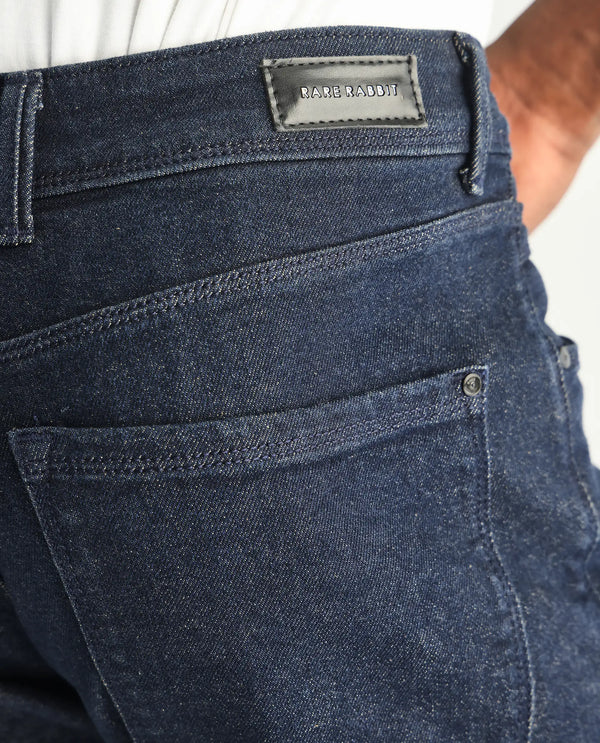 Rare Rabbit Men's Lyon Dark Navy Dark Wash Mid-Rise Regular Fit Jeans