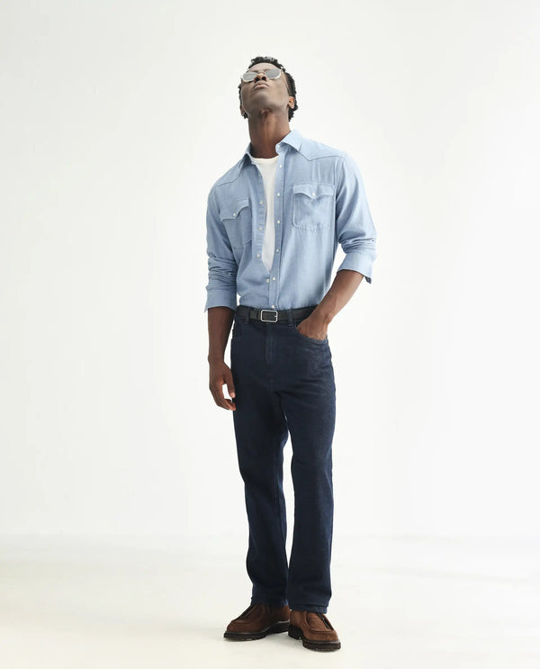 Rare Rabbit Men's Lyon Dark Navy Dark Wash Mid-Rise Regular Fit Jeans