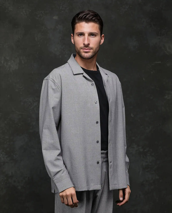 Rare Rabbit Men's Morst-T Dark Grey Polyster Blend Fabric Half Sleeve Cuban Collar Checked Shirt
