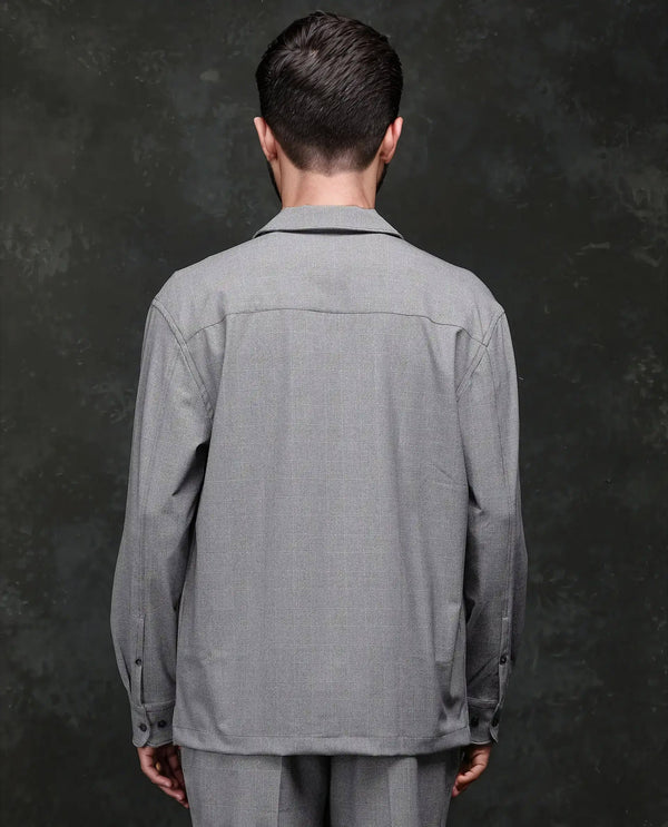 Rare Rabbit Men's Morst-T Dark Grey Polyster Blend Fabric Half Sleeve Cuban Collar Checked Shirt