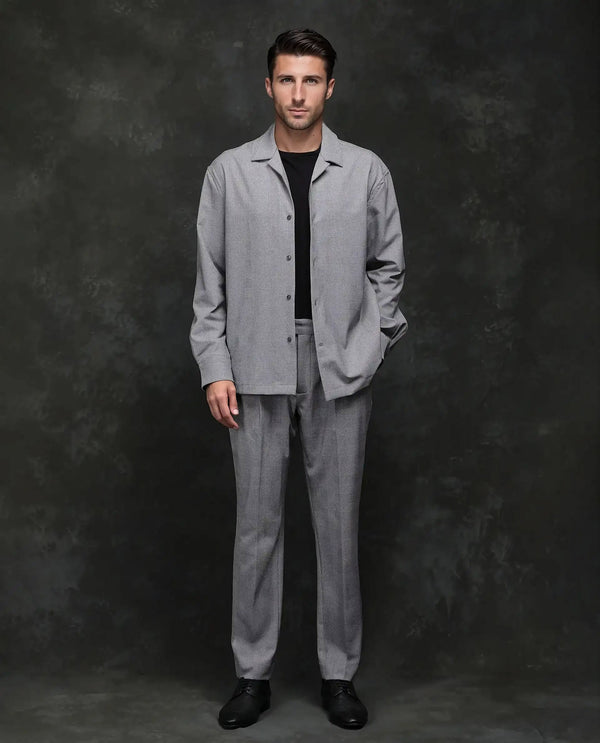 Rare Rabbit Men's Morst-T Dark Grey Polyster Blend Fabric Half Sleeve Cuban Collar Checked Shirt