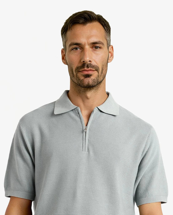 Rare Rabbit Men Nett Dusky Green Short Sleeve Collared Collar Zipper Closure Plain Polo