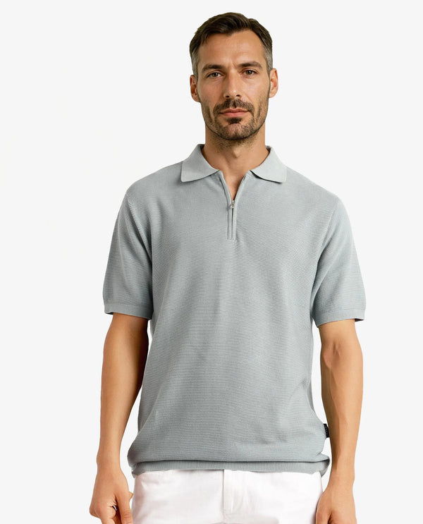 Rare Rabbit Men Nett Dusky Green Short Sleeve Collared Collar Zipper Closure Plain Polo