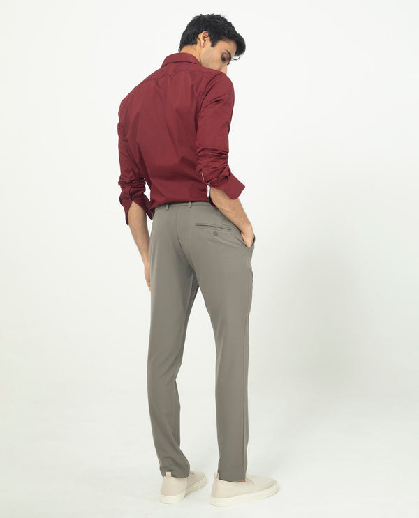 Rare Rabbit Men's Neutons Maroon Cotton Lycra Fabric Full Sleeves Solid Shirt