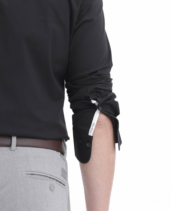 Rare Rabbit Men's Neutron-8 Black Cotton Polyester Fabric Full Sleeves Solid Shirt