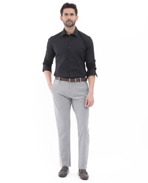 Rare Rabbit Men's Neutron-8 Black Cotton Polyester Fabric Full Sleeves Solid Shirt