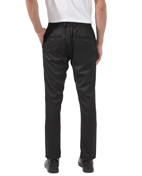Rare Rabbit Men's Nimb Black Polyester Fabric Drawstring And Button Closure High Rise Regular Fit Solid Trousers