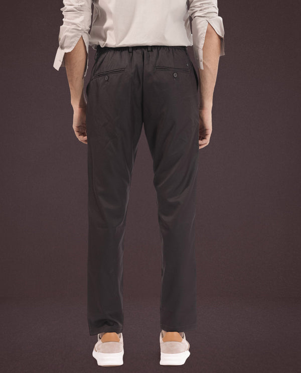 Rare Rabbit Men's Nimb Dark Maroon Polyester Fabric Drawstring And Button Closure Regular Fit Solid Trousers