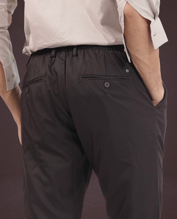 Rare Rabbit Men's Nimb Dark Maroon Polyester Fabric Drawstring And Button Closure Regular Fit Solid Trousers