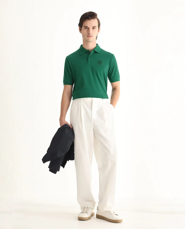 Rare Rabbit Men Otes Green Short Sleeve Regular Fit Embroidered Branding Plain Polo