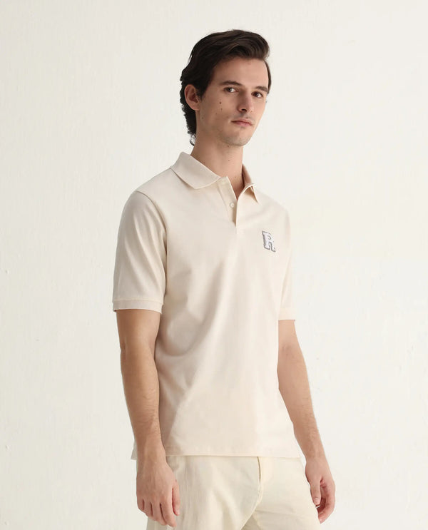 Rare Rabbit Men Otes Off White Short Sleeve Regular Fit Embroidered Branding Plain Polo